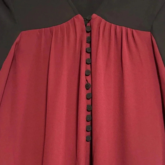 BCBGMAXAZRIA Merlot and Black Colorblock Long Sleeve Giada Dress Size XS - Picture 2 of 9
